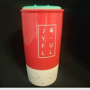 New NoTagStarbucks 2017 Holiday Red Joyful Ceramic Traveler 12 fl oz Tumbler Mug